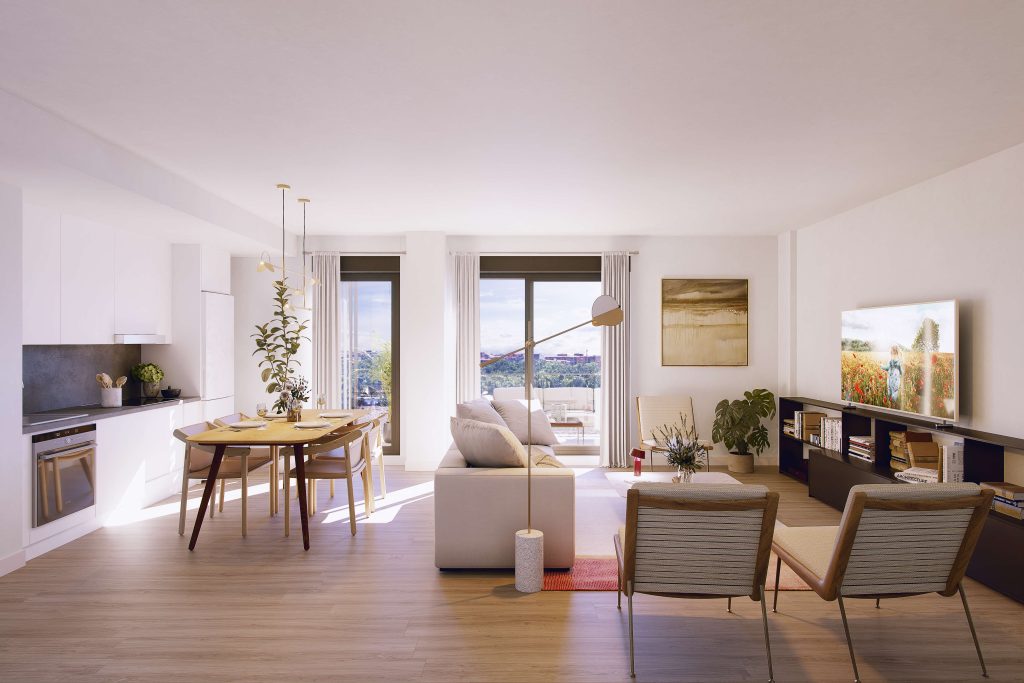 Vista: Interior Salón Cocina SUITE VALLADOLID